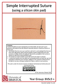 Clinical skills instruction booklet cover page, Simple Interrupted Suture (silicon skin pad)